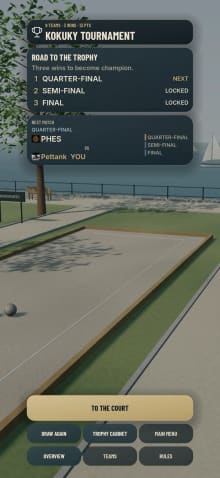 KOKUKY tournament screen showing the road to the trophy